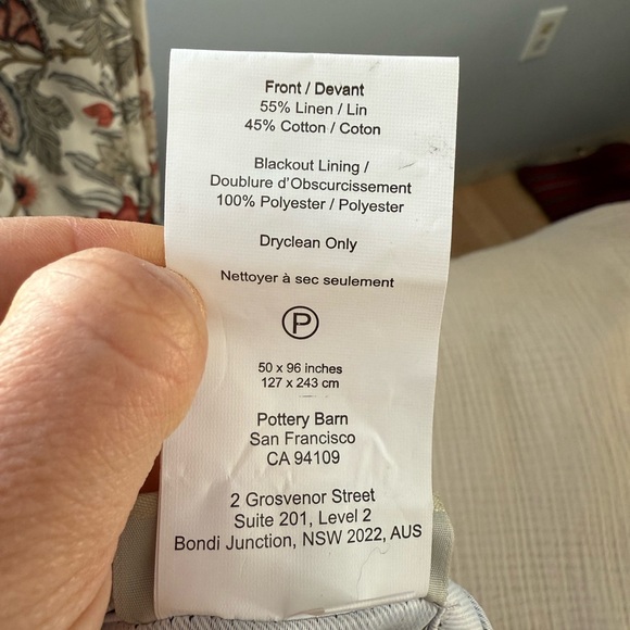 Pottery Barn set of 2 cotton and linen blend black out curtains, 50" x 96". - Picture 6 of 9